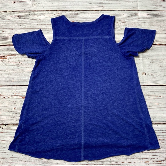 Sanctuary Clothing Cold Shoulder Blue Tee Top Sz M - Picture 16 of 16